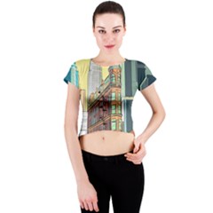 Building Urban Architecture Tower Crew Neck Crop Top by Grandong