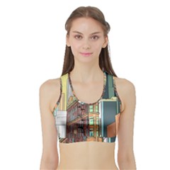 Building Urban Architecture Tower Sports Bra With Border by Grandong