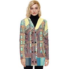 Building Urban Architecture Tower Button Up Hooded Coat  by Grandong