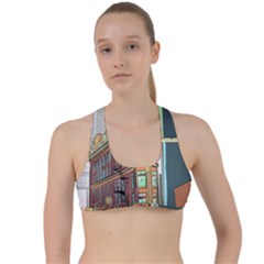 Building Urban Architecture Tower Criss Cross Racerback Sports Bra by Grandong