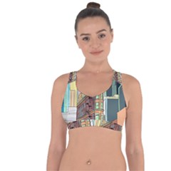 Building Urban Architecture Tower Cross String Back Sports Bra by Grandong