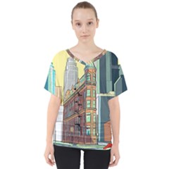 Building Urban Architecture Tower V-neck Dolman Drape Top by Grandong