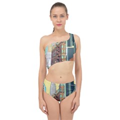 Building Urban Architecture Tower Spliced Up Two Piece Swimsuit by Grandong