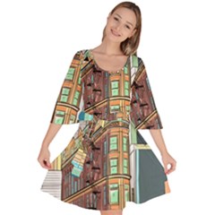 Building Urban Architecture Tower Velour Kimono Dress by Grandong