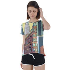 Building Urban Architecture Tower Short Sleeve Open Back Tee by Grandong