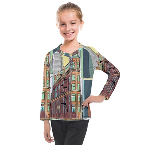 Building Urban Architecture Tower Kids  Long Mesh Tee by Grandong