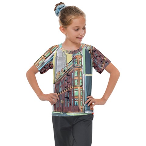 Building Urban Architecture Tower Kids  Mesh Piece Tee by Grandong