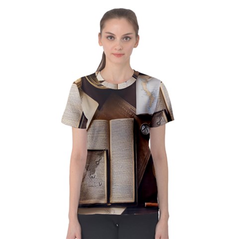 Generated Desk Book Inkwell Pen Women s Sport Mesh Tee by Grandong