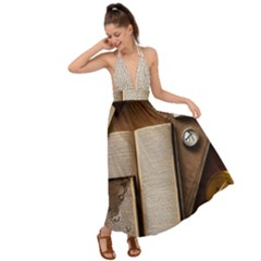 Generated Desk Book Inkwell Pen Backless Maxi Beach Dress by Grandong