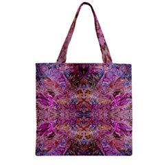 Fuchsia Intarsio Zipper Grocery Tote Bag by kaleidomarblingart