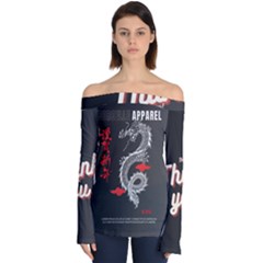 Dragon  Off Shoulder Long Sleeve Top by Sonugujjar