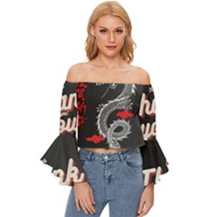 Dragon  Off Shoulder Flutter Bell Sleeve Top by Sonugujjar