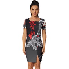 Dragon  Fitted Knot Split End Bodycon Dress by Sonugujjar