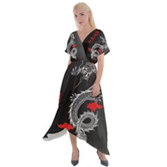 Dragon  Cross Front Sharkbite Hem Maxi Dress by Sonugujjar