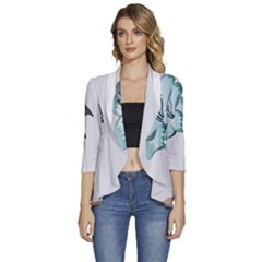 Shiva Women s 3/4 Sleeve Ruffle Edge Open Front Jacket