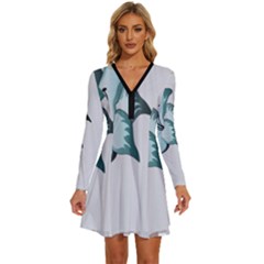 Shiva Long Sleeve Deep V Mini Dress 