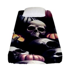 Halloween Party Skulls, Demonic Pumpkins Pattern Fitted Sheet (single Size) by Casemiro