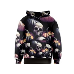 Halloween Party Skulls, Demonic Pumpkins Pattern Kids  Pullover Hoodie