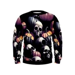 Halloween Party Skulls, Demonic Pumpkins Pattern Kids  Sweatshirt