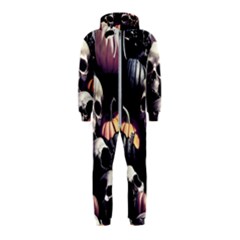 Halloween Party Skulls, Demonic Pumpkins Pattern Hooded Jumpsuit (kids)