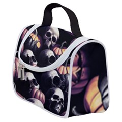 Halloween Party Skulls, Demonic Pumpkins Pattern Satchel Handbag by Casemiro