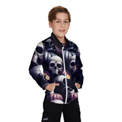 Halloween Party Skulls, Demonic Pumpkins Pattern Kids  Windbreaker