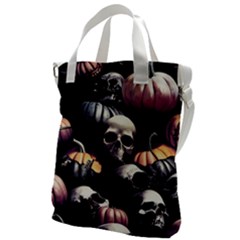 Halloween Party Skulls, Demonic Pumpkins Pattern Canvas Messenger Bag by Casemiro