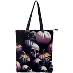 Halloween Party Skulls, Demonic Pumpkins Pattern Double Zip Up Tote Bag by Casemiro