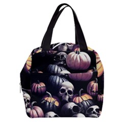 Halloween Party Skulls, Demonic Pumpkins Pattern Boxy Hand Bag