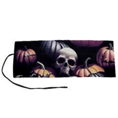 Halloween Party Skulls, Demonic Pumpkins Pattern Roll Up Canvas Pencil Holder (s) by Casemiro