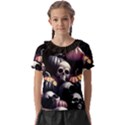 Halloween party skulls, Demonic pumpkins pattern Kids  Frill Chiffon Blouse View1