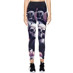 Halloween Party Skulls, Demonic Pumpkins Pattern Pocket Leggings  by Casemiro