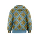 Gold abstract flowers pattern at blue background Kids  Pullover Hoodie View2