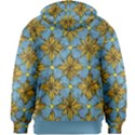 Gold abstract flowers pattern at blue background Kids  Zipper Hoodie Without Drawstring View2