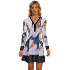 Img 20230716 195940 Img 20230716 200008 Long Sleeve Deep V Mini Dress  by 3147330