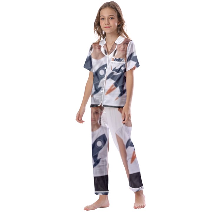 Img 20230716 195940 Img 20230716 200008 Kids  Satin Short Sleeve Pajamas Set