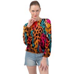 Colorful Leopard Print Banded Bottom Chiffon Top by VisualAesthetica