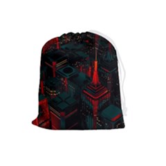 A Dark City Vector Drawstring Pouch (large) by Proyonanggan