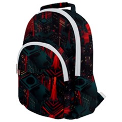 A Dark City Vector Rounded Multi Pocket Backpack by Proyonanggan