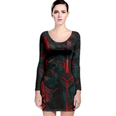 A Dark City Vector Long Sleeve Velvet Bodycon Dress by Proyonanggan