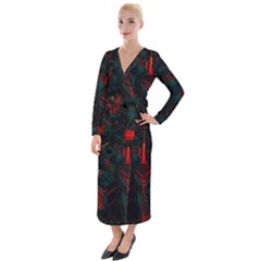 A Dark City Vector Velvet Maxi Wrap Dress by Proyonanggan