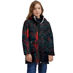 A Dark City Vector Kids  Hooded Longline Puffer Jacket by Proyonanggan