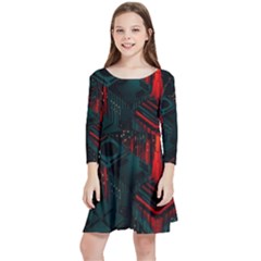 A Dark City Vector Kids  Quarter Sleeve Skater Dress by Proyonanggan