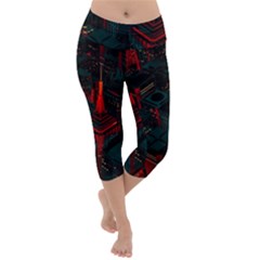 A Dark City Vector Lightweight Velour Capri Yoga Leggings by Proyonanggan