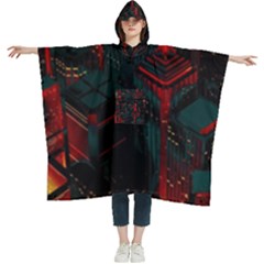 A Dark City Vector Women s Hooded Rain Ponchos by Proyonanggan