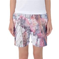 Vintage Landmarks Travel Women s Basketball Shorts by Proyonanggan