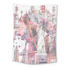 Vintage Landmarks Travel Medium Tapestry