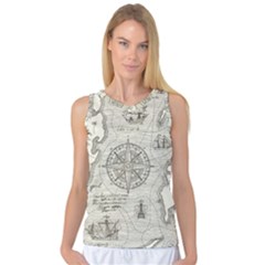 Vintage World Map Antique Women s Basketball Tank Top by Proyonanggan