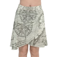 Vintage World Map Antique Chiffon Wrap Front Skirt by Proyonanggan