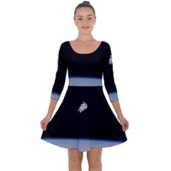 Amazing Stunning Astronaut Amazed Quarter Sleeve Skater Dress by Proyonanggan